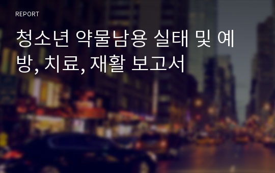 청소년 약물남용 실태 및 예방, 치료, 재활 보고서