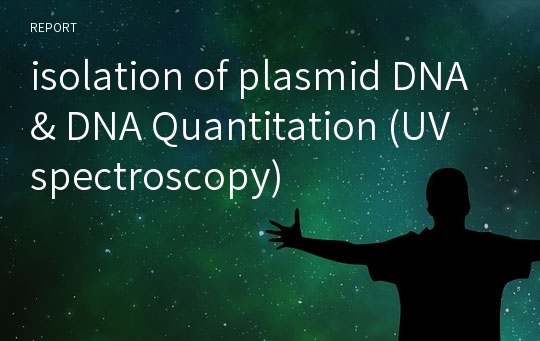 isolation of plasmid DNA &amp; DNA Quantitation (UV spectroscopy)