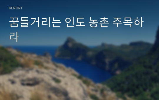 꿈틀거리는 인도 농촌 주목하라