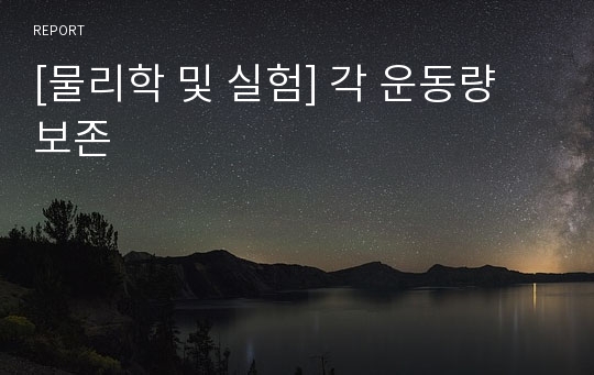 [물리학 및 실험] 각 운동량 보존