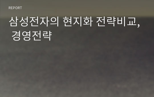 삼성전자의 현지화 전략비교, 경영전략