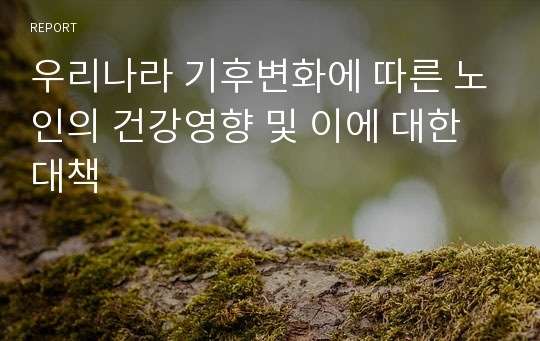 우리나라 기후변화에 따른 노인의 건강영향 및 이에 대한 대책