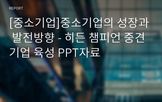 [중소기업]중소기업의 성장과 발전방향 - 히든 챔피언 중견기업 육성 PPT자료