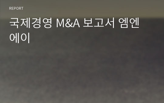 국제경영 M&amp;A 보고서 엠엔에이