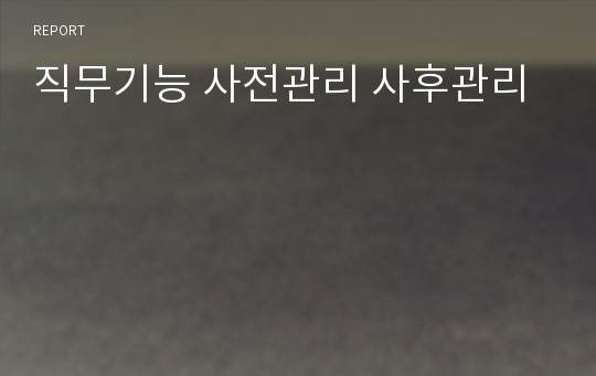 직무기능 사전관리 사후관리