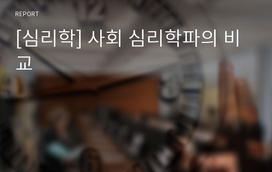 [심리학] 사회 심리학파의 비교