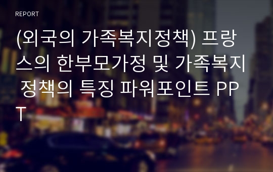 (외국의 가족복지정책) 프랑스의 한부모가정 및 가족복지 정책의 특징 파워포인트 PPT