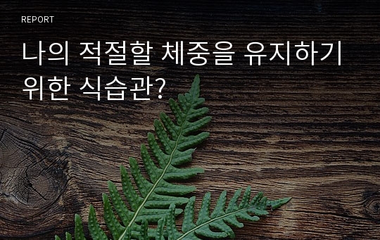 나의 적절할 체중을 유지하기위한 식습관?