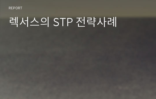 렉서스의 STP 전략사례