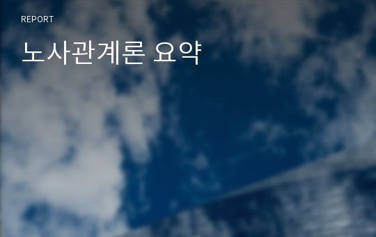 노사관계론 요약