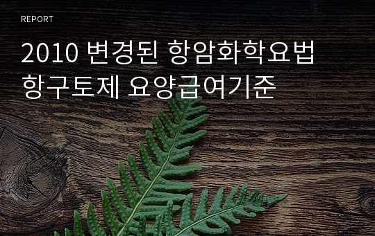 2010 변경된 항암화학요법 항구토제 요양급여기준