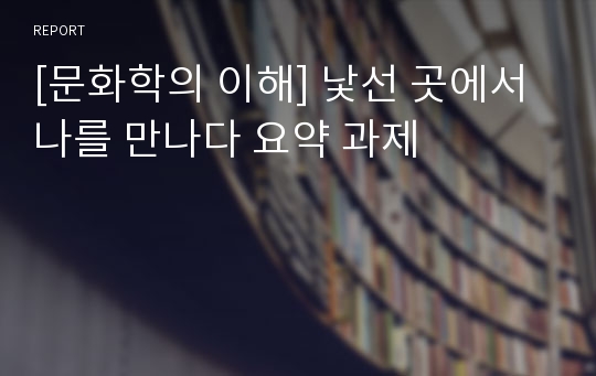 [문화학의 이해] 낯선 곳에서 나를 만나다 요약 과제