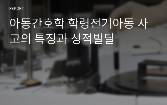 아동간호학 학령전기아동 사고의 특징과 성적발달