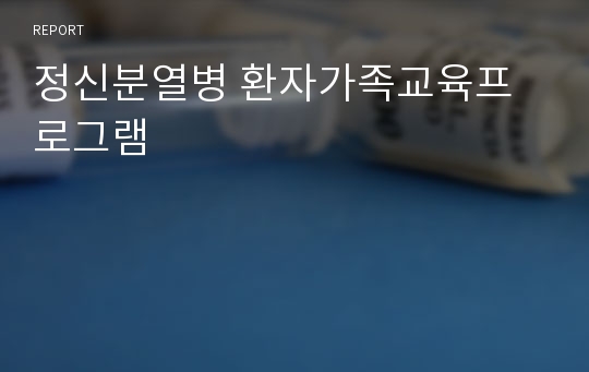 정신분열병 환자가족교육프로그램