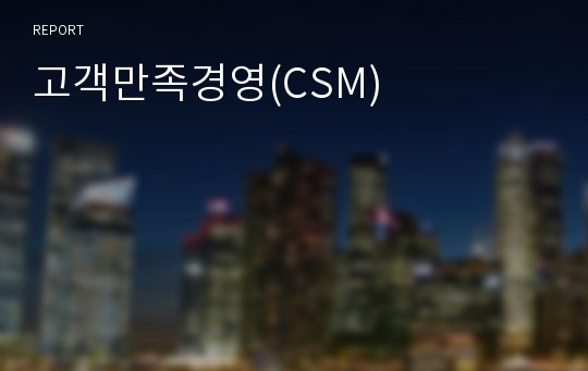 고객만족경영(CSM)