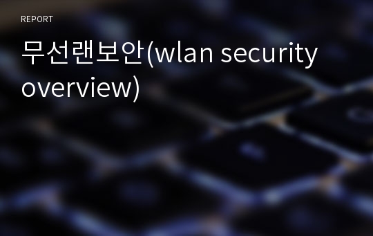 무선랜보안(wlan security overview)