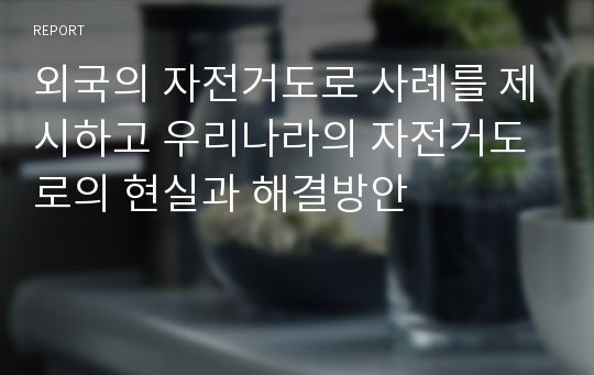 외국의 자전거도로 사례를 제시하고 우리나라의 자전거도로의 현실과 해결방안