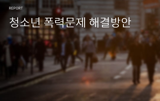 청소년 폭력문제 해결방안