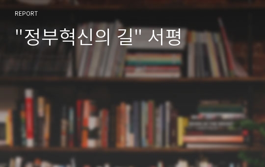 &quot;정부혁신의 길&quot; 서평