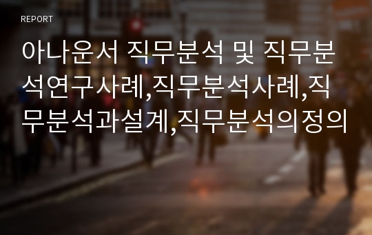 아나운서 직무분석 및 직무분석연구사례,직무분석사례,직무분석과설계,직무분석의정의