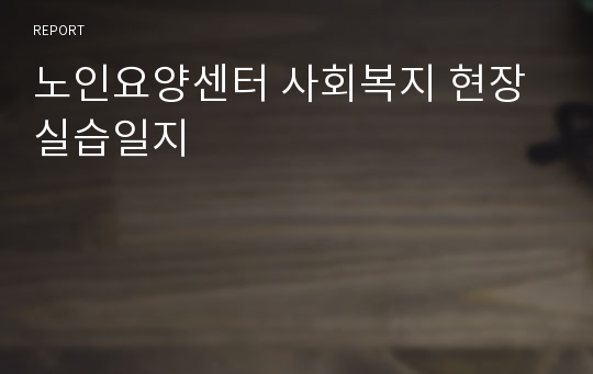 노인요양센터 사회복지 현장실습일지