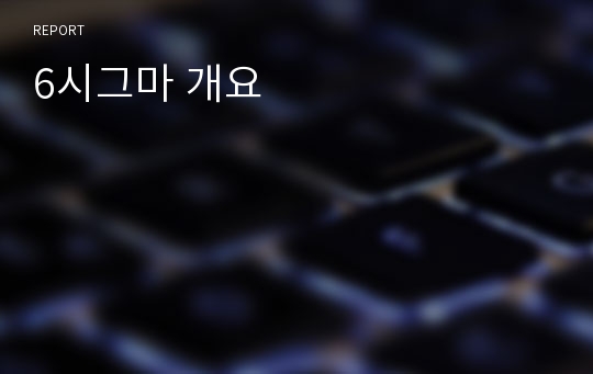 6시그마 개요