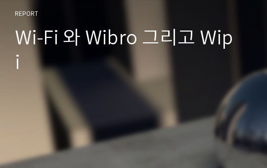 Wi-Fi 와 Wibro 그리고 Wipi