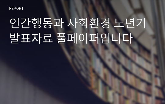 인간행동과 사회환경 노년기 발표자료 풀페이퍼입니다