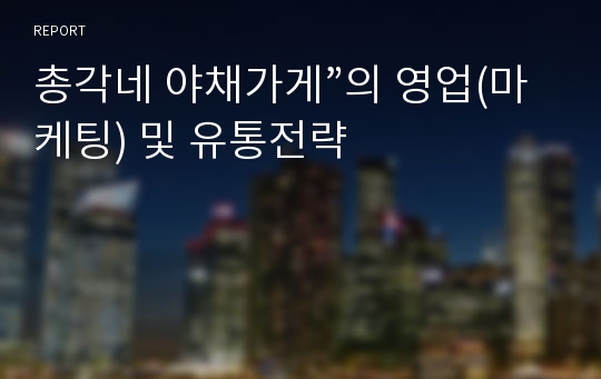 총각네 야채가게”의 영업(마케팅) 및 유통전략