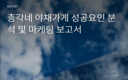 총각네 야채가게 성공요인 분석 및 마케팅 보고서