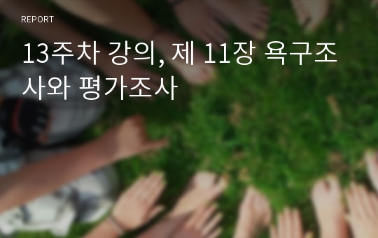 13주차 강의, 제 11장 욕구조사와 평가조사