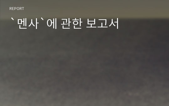 `멘사`에 관한 보고서