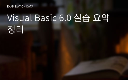 Visual Basic 6.0 실습 요약 정리