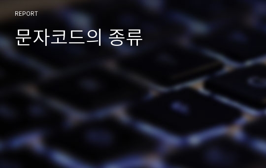 문자코드의 종류