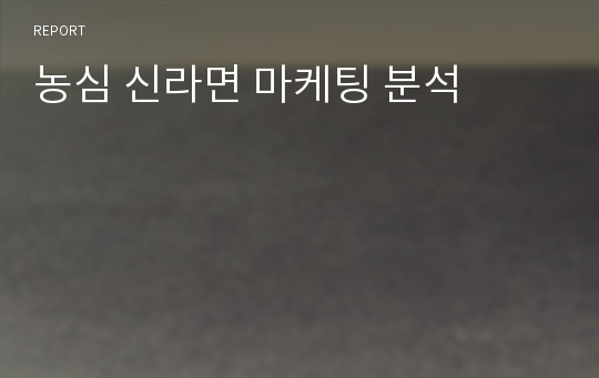 농심 신라면 마케팅 분석