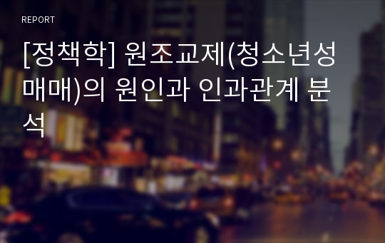 [정책학] 원조교제(청소년성매매)의 원인과 인과관계 분석