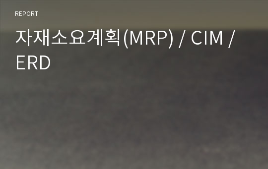 자재소요계획(MRP) / CIM / ERD