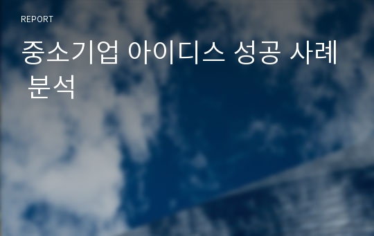 중소기업 아이디스 성공 사례 분석