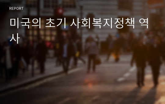 미국의 초기 사회복지정책 역사