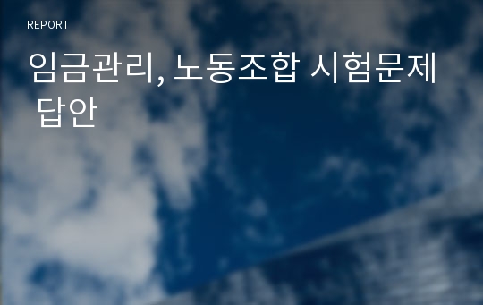 임금관리, 노동조합 시험문제 답안