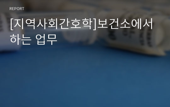 [지역사회간호학]보건소에서 하는 업무