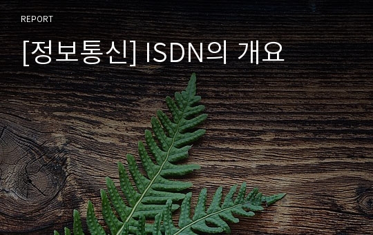 [정보통신] ISDN의 개요