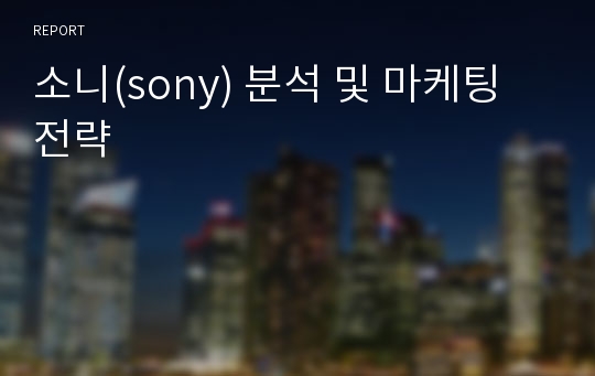 소니(sony) 분석 및 마케팅전략