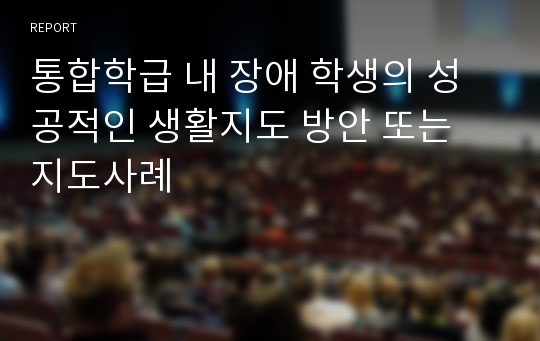 통합학급 내 장애 학생의 성공적인 생활지도 방안 또는 지도사례