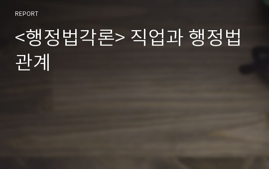 &lt;행정법각론&gt; 직업과 행정법 관계