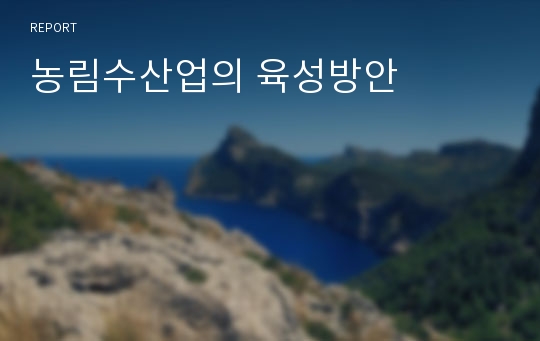 농림수산업의 육성방안