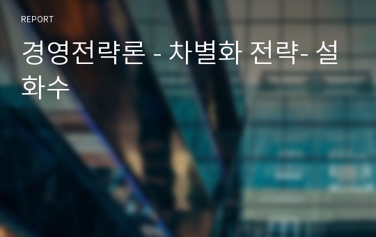 경영전략론 - 차별화 전략- 설화수