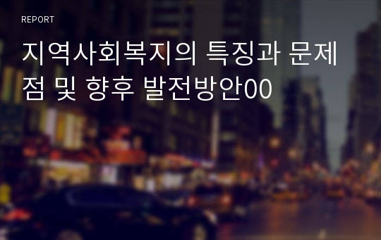 지역사회복지의 특징과 문제점 및 향후 발전방안00