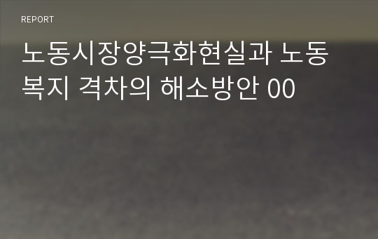 노동시장양극화현실과 노동복지 격차의 해소방안 00