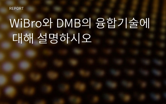 WiBro와 DMB의 융합기술에 대해 설명하시오